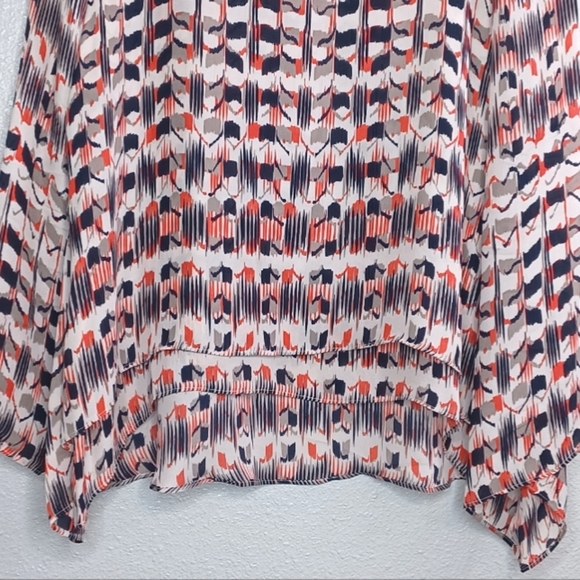 Parker Rita 100% Silk Sz M Bell Sleeve Flowy Abstract Artsy Blouse - Picture 5 of 14